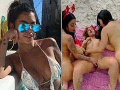 Et ses amies en plein air lors d’un ébat lesbien