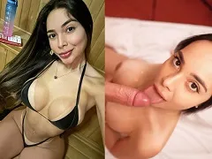 Fait une délicieuse pipe jusqu’à ce qu’elle reçoive du lait sur ses gros seins.