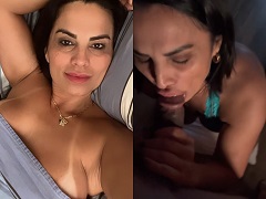 Márcia Imperator suçant la bite de son ami, nue