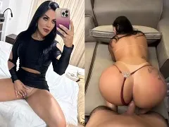 Sexe rebondissant sur la bite et recevant du lait dans sa bouche