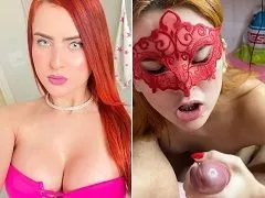 Lollita Fraise nymphette rousse suçant et recevant du lait