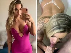 La blonde à quatre pattes pour une pipe humide