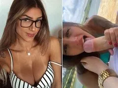 La belle brune suce en plein air et s’exhibe