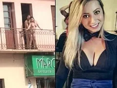 Real Amateur Flagra of Hottie Érica Bocchi Climbing on the Balcony With Her Boyfriend Pablo Alves from Bento Gonçalves – RS