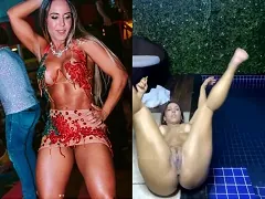 La célèbre Mulher Fruta de RJ en direct, nue et ivre, au bord de la piscine