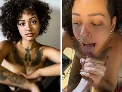 Nymphette mulâtre suçant jusqu’au lait