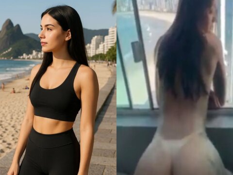 L’influenceuse carioca profite de la vue depuis sa chambre