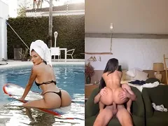 L’ex-petite amie de Neymar assise sur la bite du nouveau venu après être allée chez lui pour regarder un film.